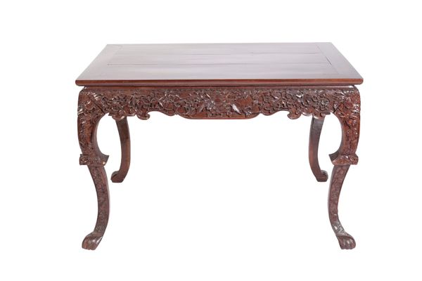 CARVED HARDWOOD CENTRE TABLE, QING DYNASTY