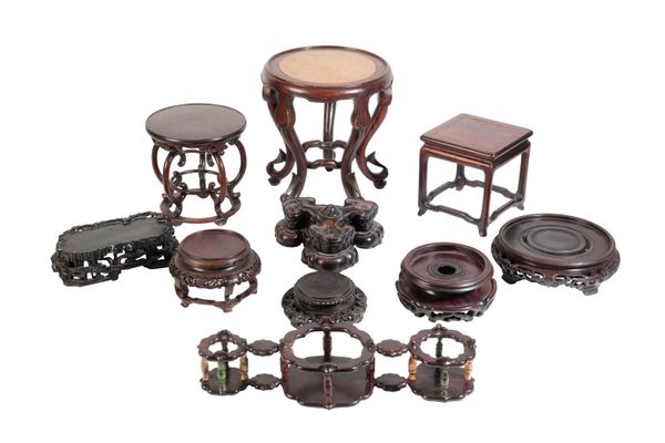 COLLECTION OF TEN HARDWOOD STANDS, QING DYNASTY