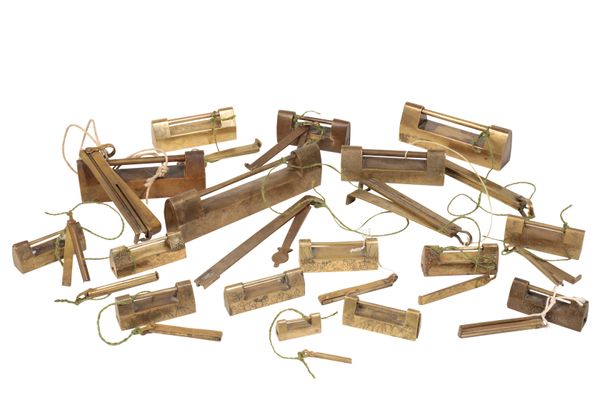 FOURTEEN ASSORTED BRASS LOCKS, 19TH CENTURY AND LATER
