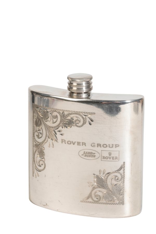 A ROVER GROUP POLISHED PEWTER DRINKS FLASK