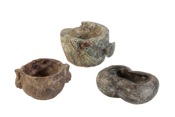 THREE CARVED MARBLE BOWLS IN ARCHAIC STYLE