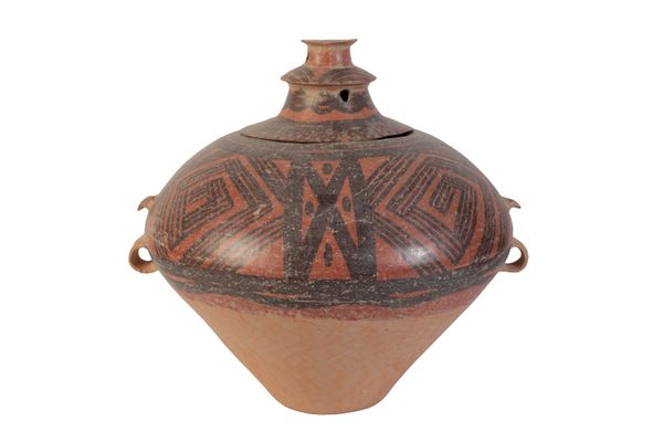 A LARGE TERRACOTTA URN AND COVER
