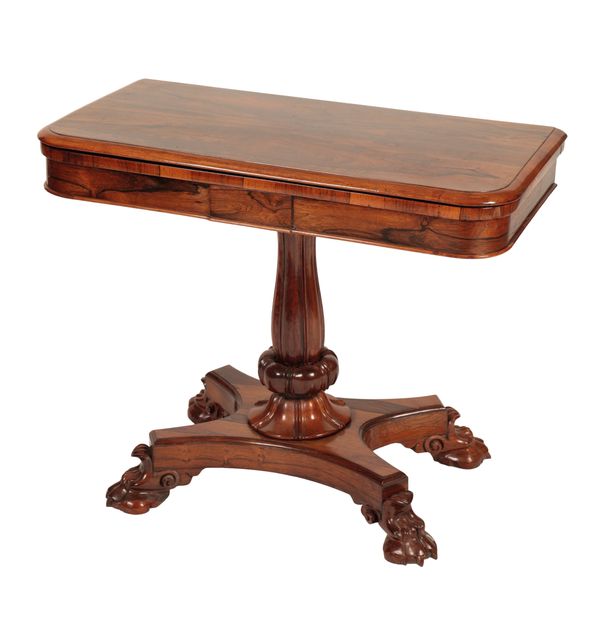GEORGE IV OR WILLIAM IV ROSEWOOD CARD TABLE