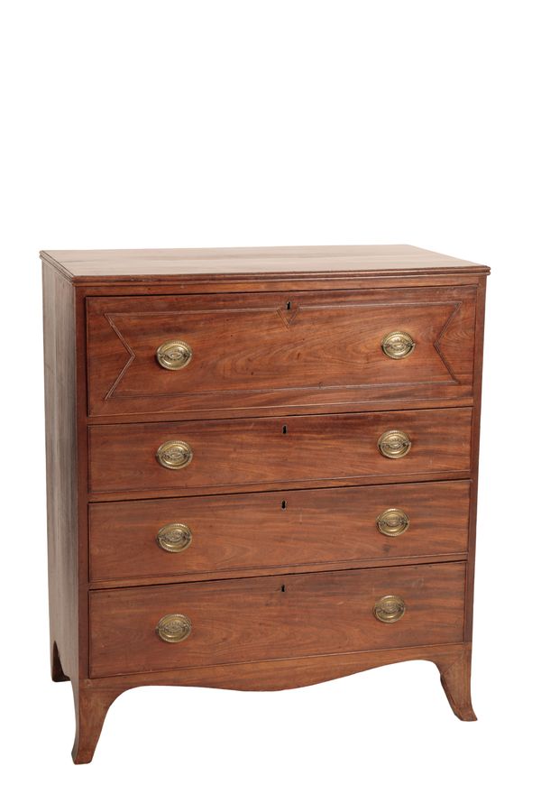 A GEORGE III MAHOGANY SECRETAIRE CHEST OF DRAWERS,