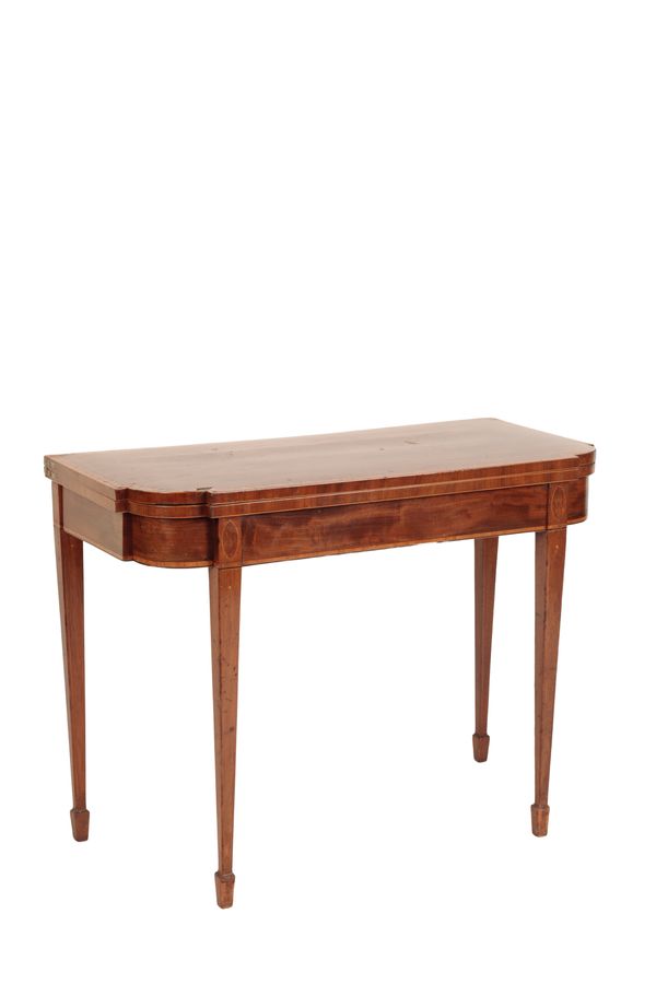 LATE GEORGE III MAHOGANY AND CROSSBANDED CARD TABLE
