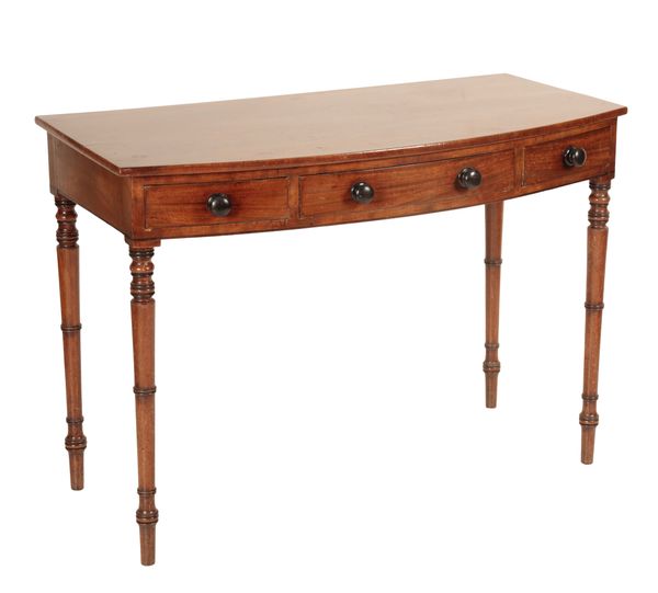 A REGENCY BOW FRONT SIDE TABLE,