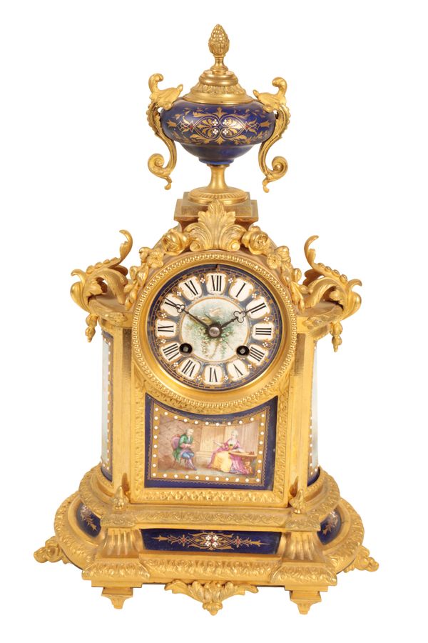 A FRENCH GILT BRONZE MANTLE CLOCK