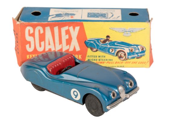 JAGUAR XK120 SCALEX TINPLATE CLOCKWORK TOY c1952