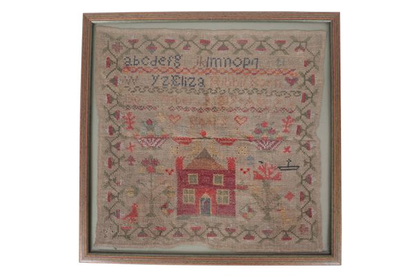 AN EARLY VICTORIAN NEEDLEWORK SAMPLER,