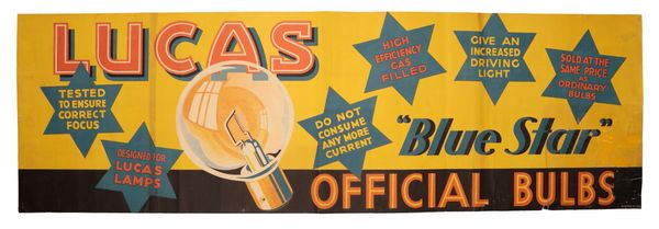 LUCAS “BLUE STAR” BULBS OFFICIAL STOCKIST – original poster c1930s