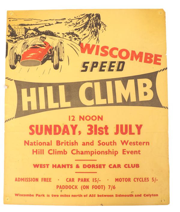 WISCOMBE PARK SPEED HILL CLIMB – Original poster for the event c1960