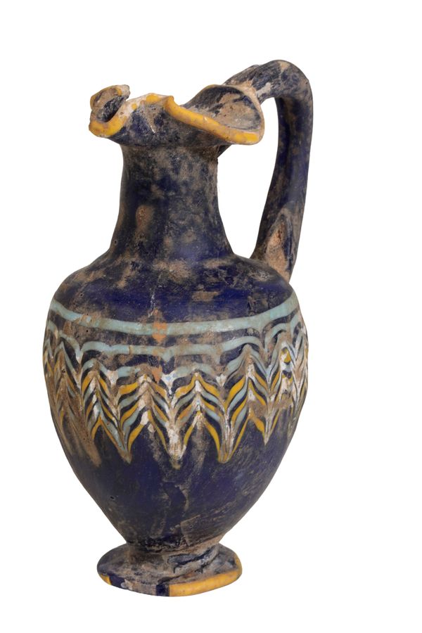 EGYPTIAN GLASS EWER, POSSIBLY 18TH DYNASTY