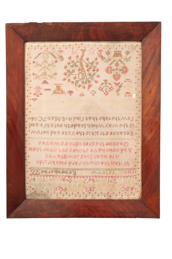 A VICTORIAN NEEDLEWORK SAMPLER,