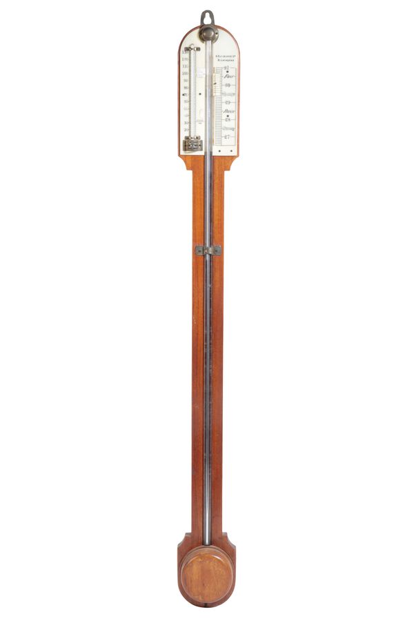 A MAHOGANY STICK BAROMETER,