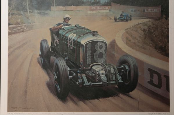 ROY NOCKOLDS (1911-1979) lithograph depicting a supercharged 4 1/2 litre Bentley