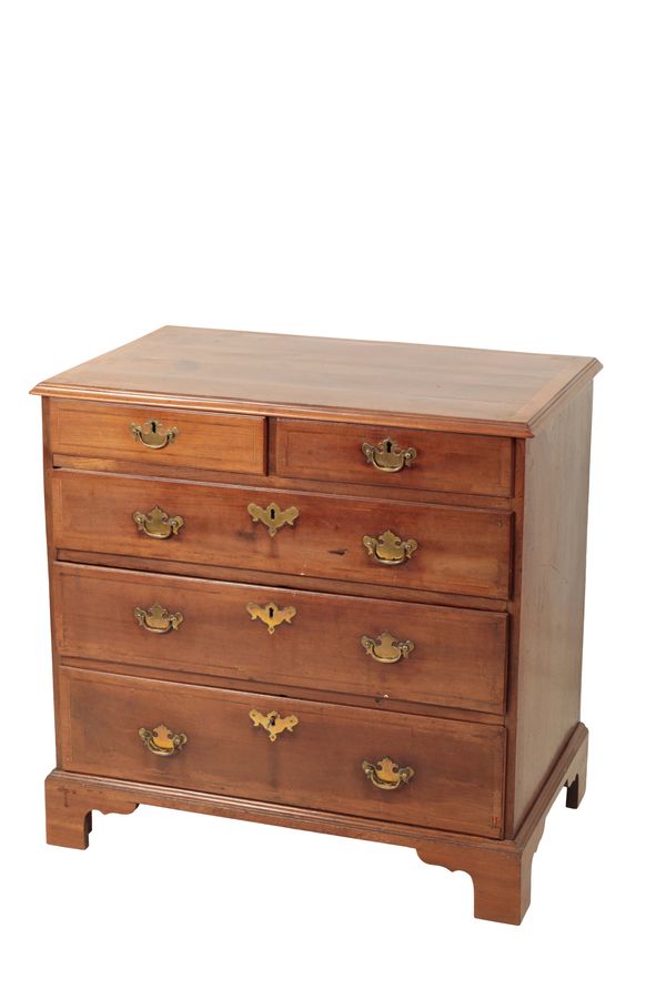 A GEORGE III MAHOGANY AND CROSSBANDED CHEST OF DRAWERS,