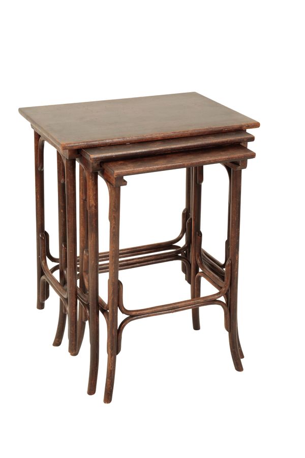 IN THE MANNER OF THONET:  A NEST OF THREE BENTWOOD TABLES