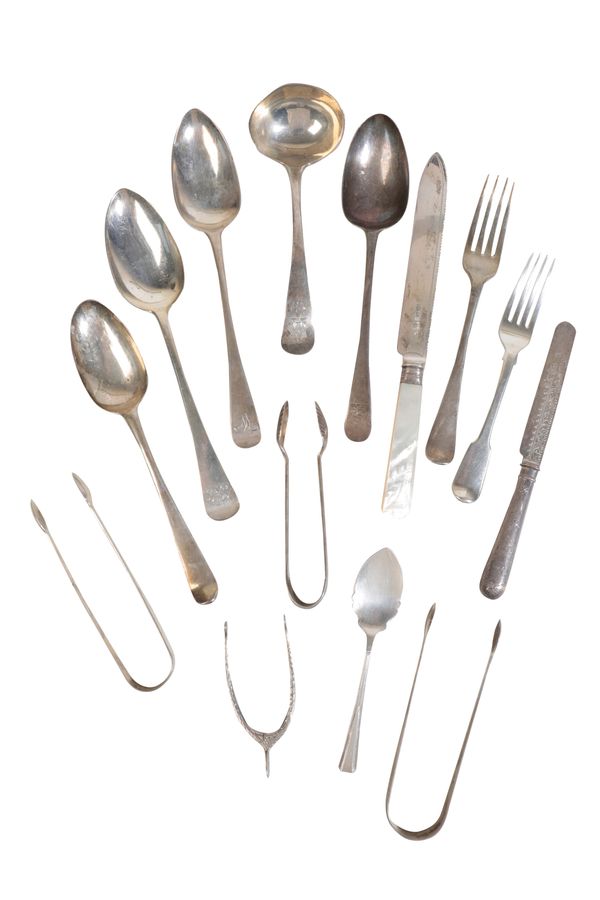 A SELECTION OF HALLMARKED SILVER FLATWARE,