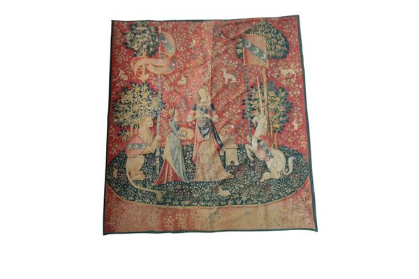 A CONTINENTAL WOVEN WALL HANGING IN EARLY RENAISSANCE STYLE,