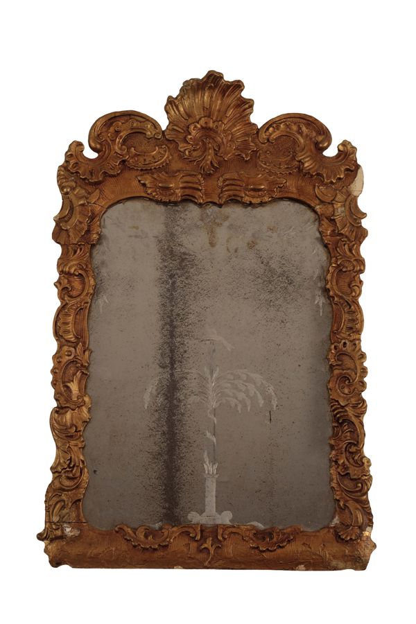 A DUTCH ROCOCO GILT GESSO MIRROR