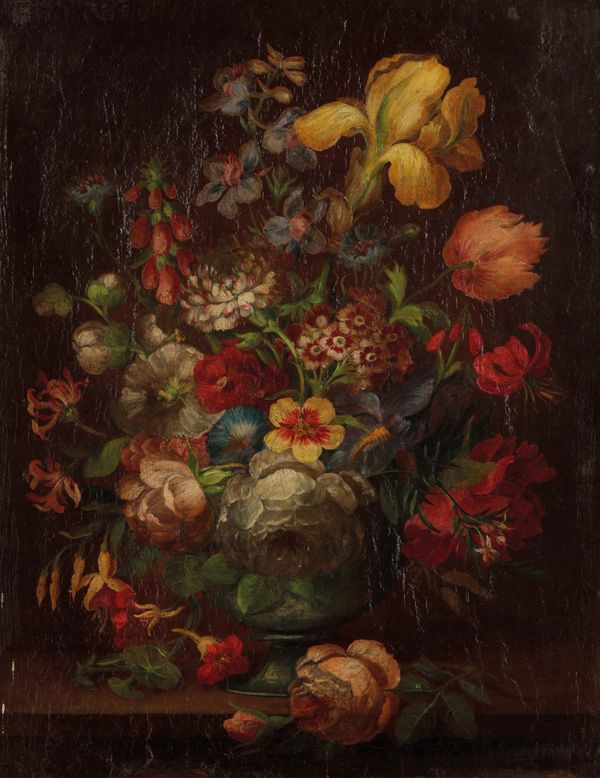 DUTCH SCHOOL A still life study of flowers in a vase