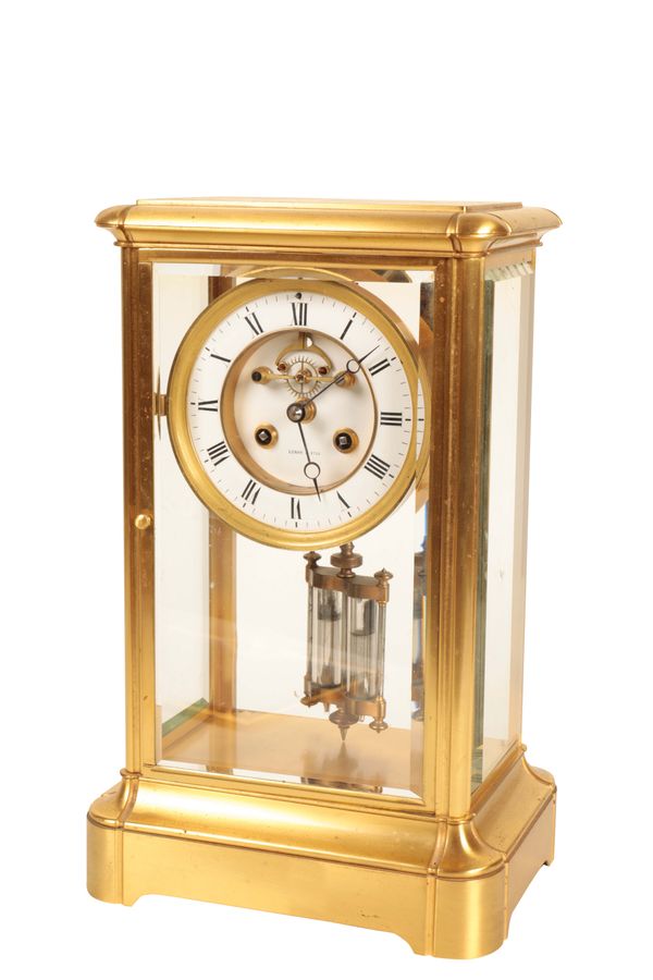 A VICTORIAN FRENCH FOUR GLASS MANTEL  CLOCK