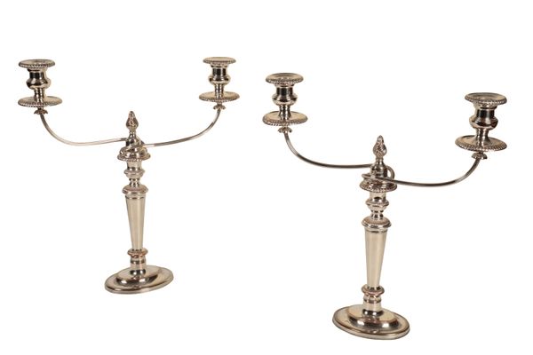 A PAIR OF "SHEFFIELD PLATE" CANDLEABRA
