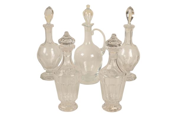 A PAIR OF DECANTERS AND STOPPERS