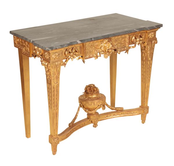 A LOUIS XVI STYLE GILTWOOD CONSOLE TABLE