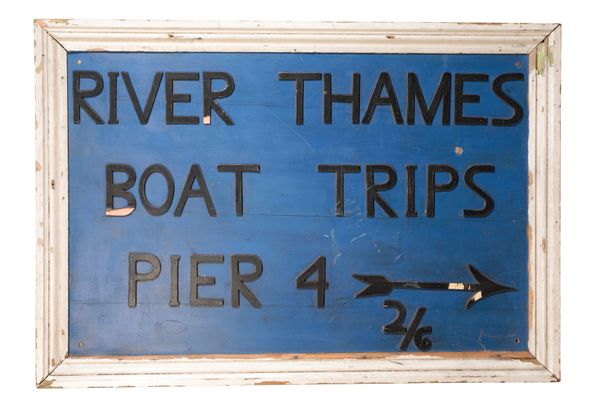 WOODEN ADVERTISING SIGN FOR THAMES BOAT TRIPS