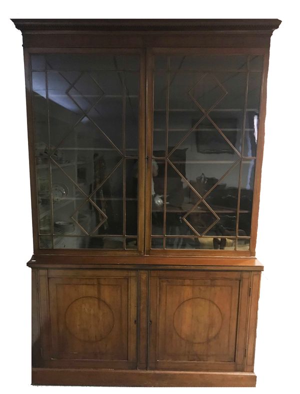 A VICTORIAN MAHOGANY AND GLAZED CABINET BOOKCASE,