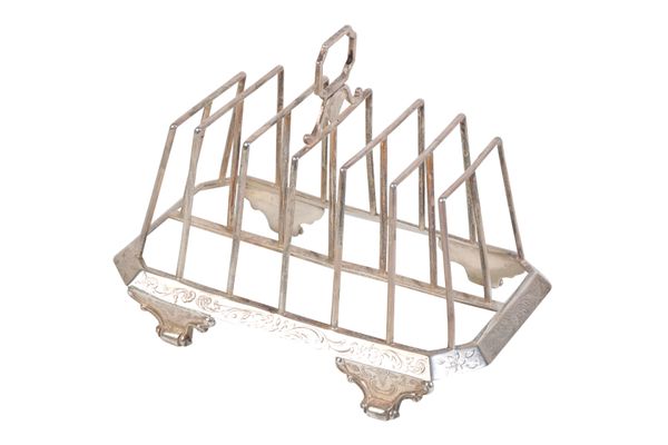 AN EARLY VICTORIAN SILVER TOAST RACK BY JOHN WILLIAM FIGG,
