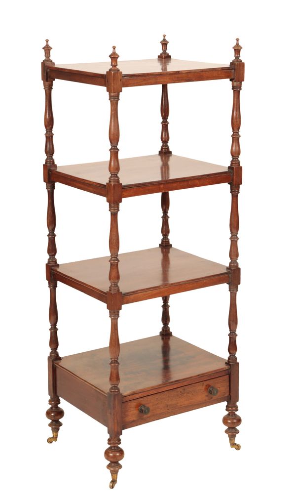 A LATE GEORGE III STAINED HARWOOD ETAGERE,