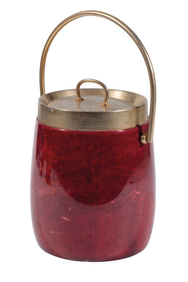 * ALDO TURA FOR MACABO CUSANO MILANINO: A RED LACQUERED GOATSKIN ICE BUCKET