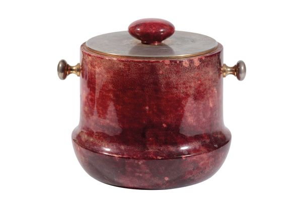 * ALDO TURA FOR MACABO CUSANO MILANINO: A RED LACQUERED MOTTLED GOATSKIN ICE BUCKET