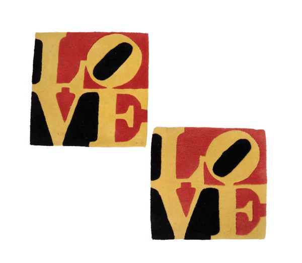 ROBERT INDIANA FOR GALERIE-F: A LIMITED EDITION "LOVE / LIEBE" WOOL RUG