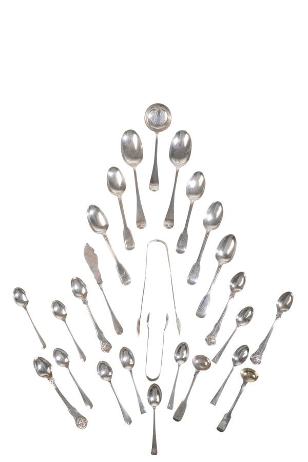 A QUANTITY OF SILVER FLATWARE,