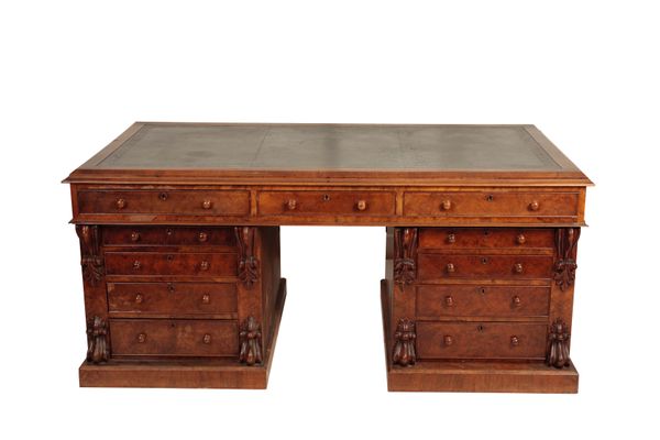 A VICTORIAN WALNUT PARTNERS' DESK,