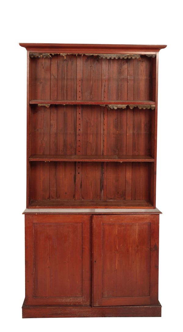 A VICTORIAN MAHOGANY CABINET BOOKCASE,