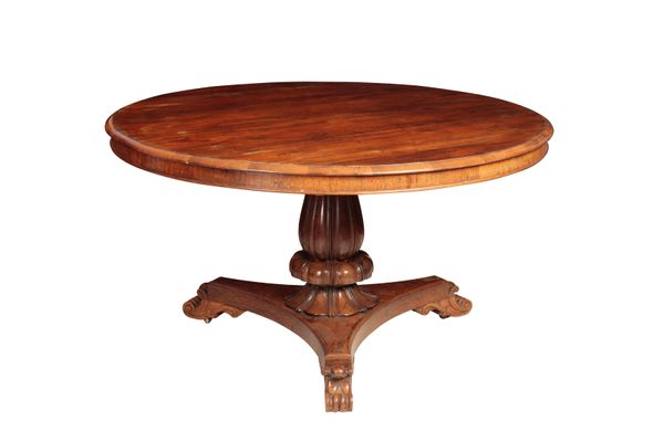 A REGENCY ROSEWOOD BREAKFAST TABLE,