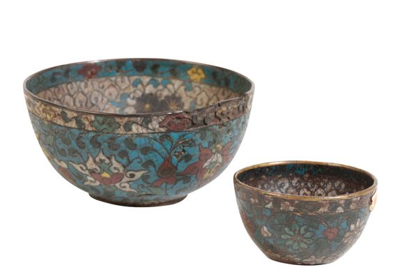 TWO CLOISONNÉ BOWLS, MING DYNASTY