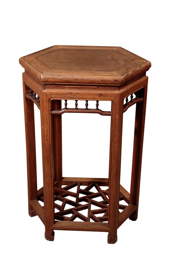 CHINESE ELM HEXAGONAL TABLE, QING DYNASTY