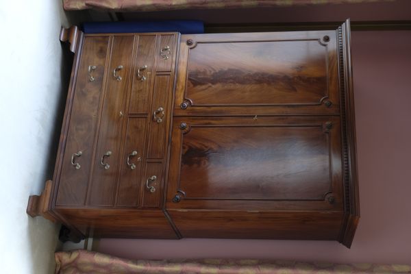 A GEORGE III STYLE MAHOGANY LINEN PRESS BY MARTIN DODGE