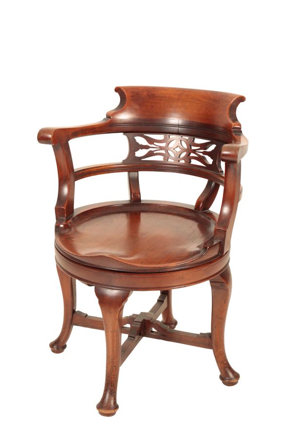 A VICTORIAN MAHOGANY SWIVEL TUB CHAIR,