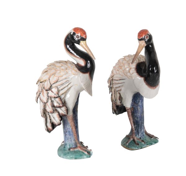PAIR OF POTTERY CRANES BY LADY ANNE GORDON, LATE 20TH CENTURY
