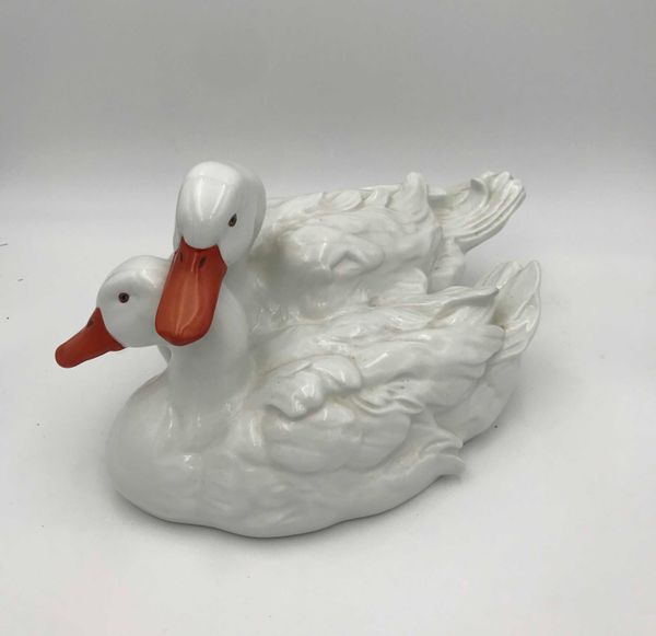 HEREND PORCELAIN GROUP OF DUCKS, 20TH CENTURY