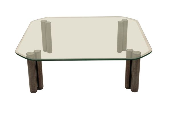 LARGE ITALIAN GLASS TOPPED COFFEE TABLE