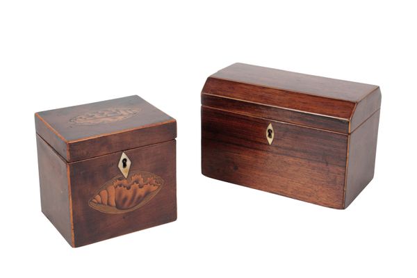 TWO GEORGE III TEA CADDIES,