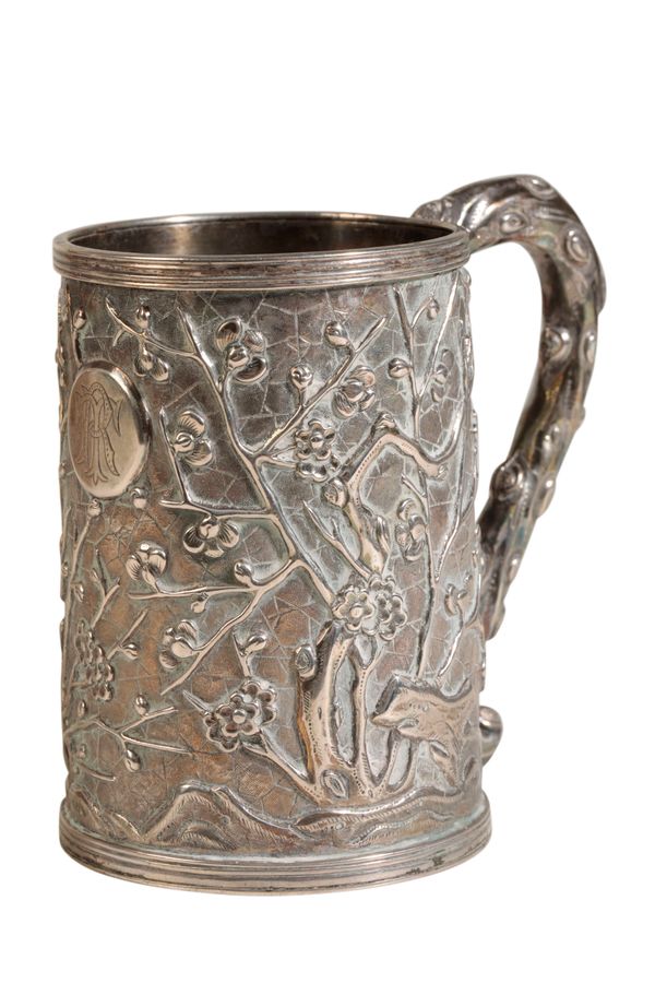 SMALL CHINESE EXPORT SILVER TANKARD, LUEN WO, EARLY 20TH CENTURY