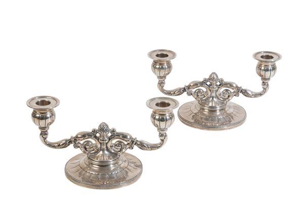 A PAIR OF AMERICAN STERLING SILVER CANDLEABRA BY TIFFANY & CO.,